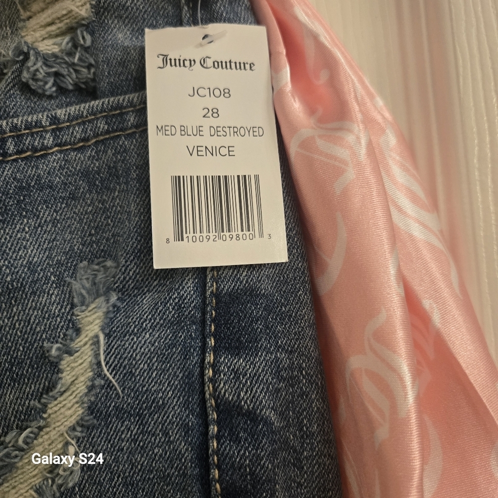 Medium Blue Distressed Stretch Denim Jeans Size 28 New - Picture 6 of 7